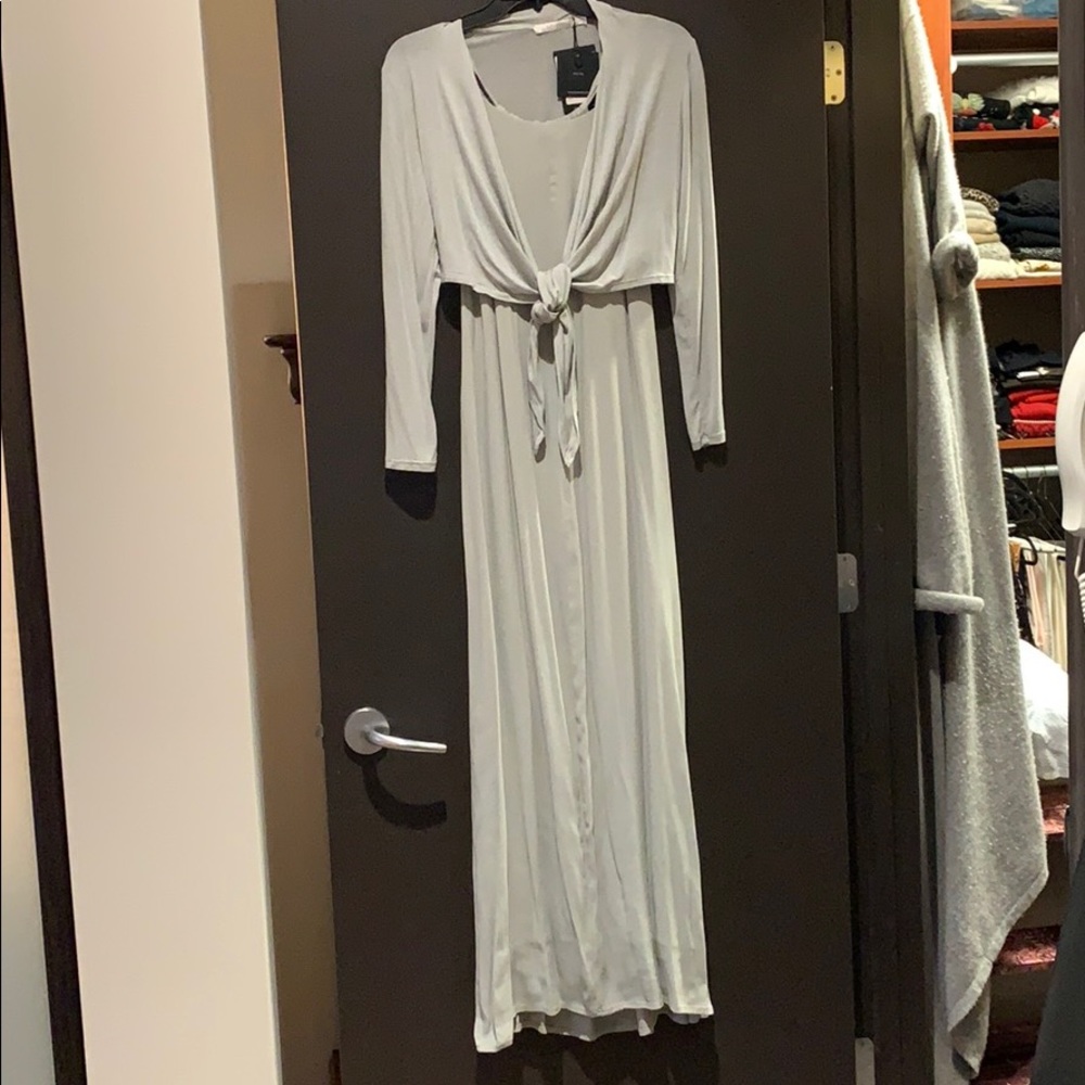 Lauren Vidal dress and cardigan shrug NWT XS gray